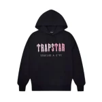 Sudadera con capucha Trapstar Chenille Decoded negra y rosa